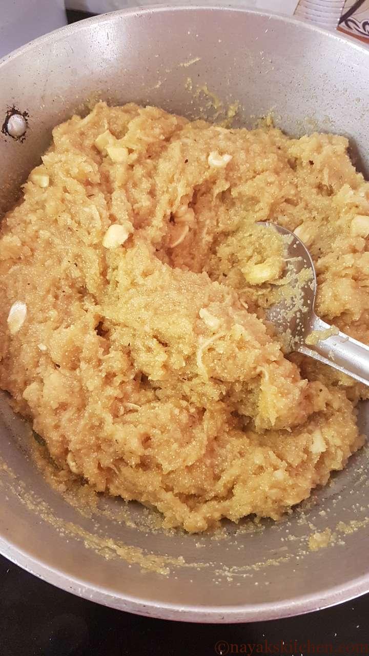 Cooking the mixture till it turns dry