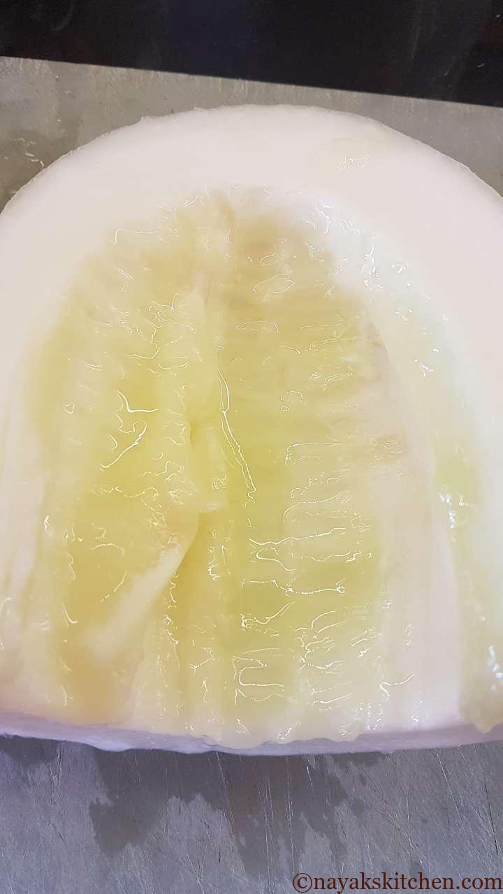 Cucumber piece after removing seeds