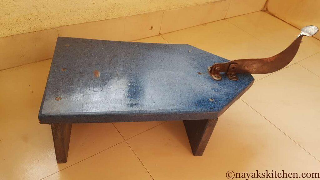 Aadoli - kitchen tool to scrape coconut, chop vegetables and clean fish.