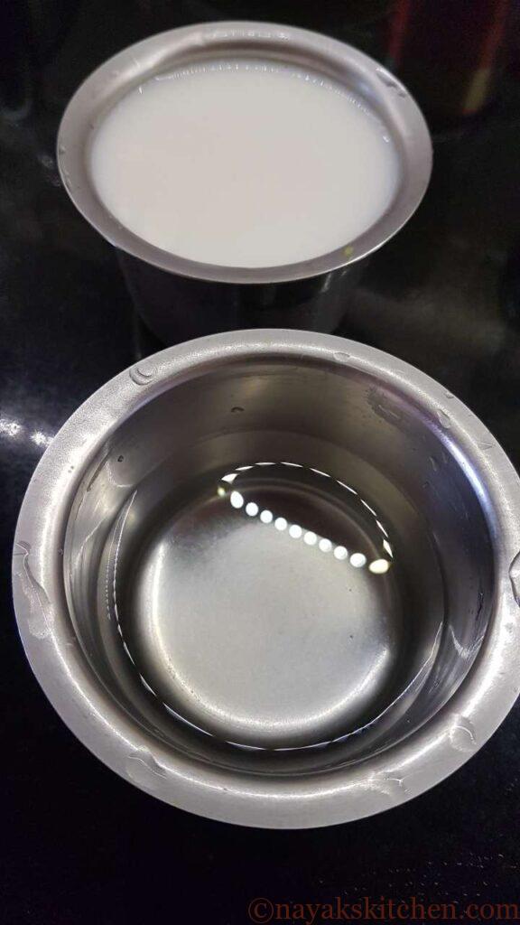 Water and milk for Kashaya