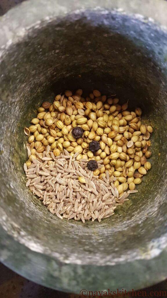 Spices in a mortar pestle