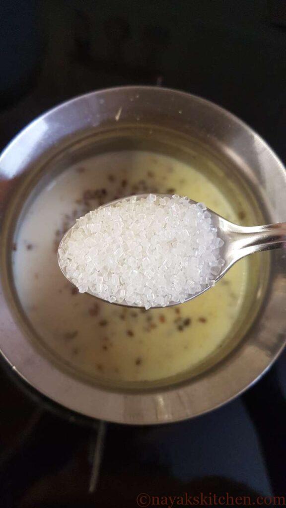 Adding sugar to kashaya milk