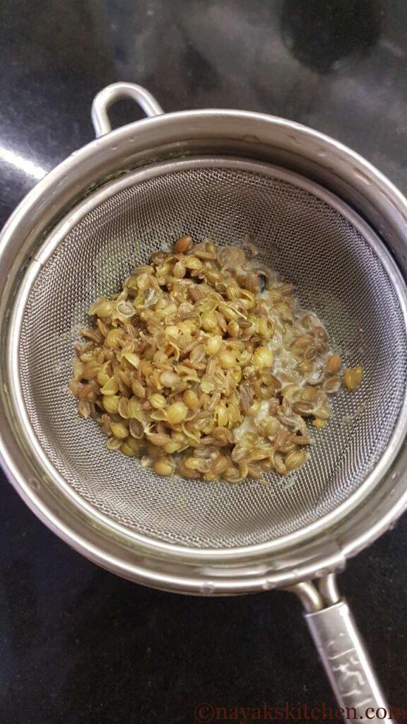 Straining the kashaya tea