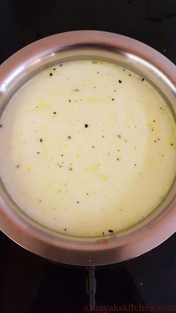 Bringing haldi milk to a boil