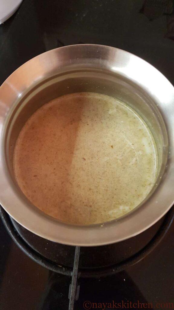 Adding kashaya powder to milk