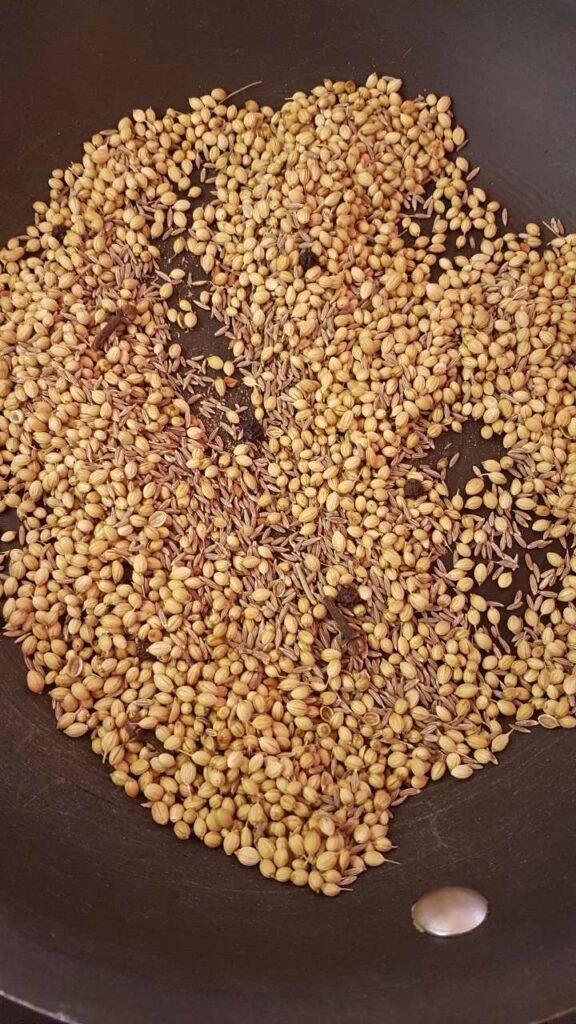 Allowing the spices to cool