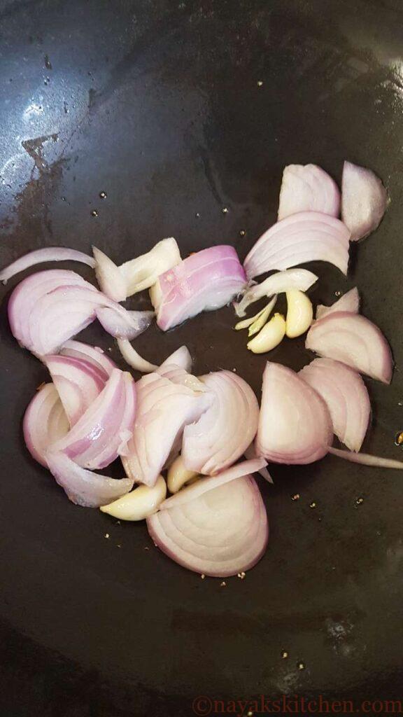 Sauteing onion till golden
