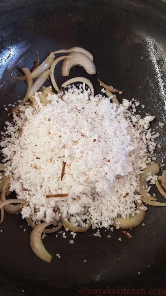 Adding grated coconut
