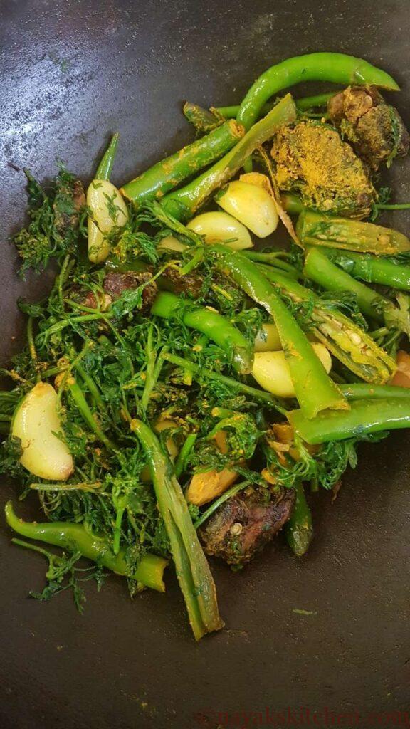 Chicken cafreal ingredients sautéed