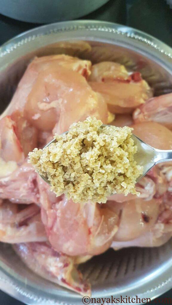 Adding salt to chicken