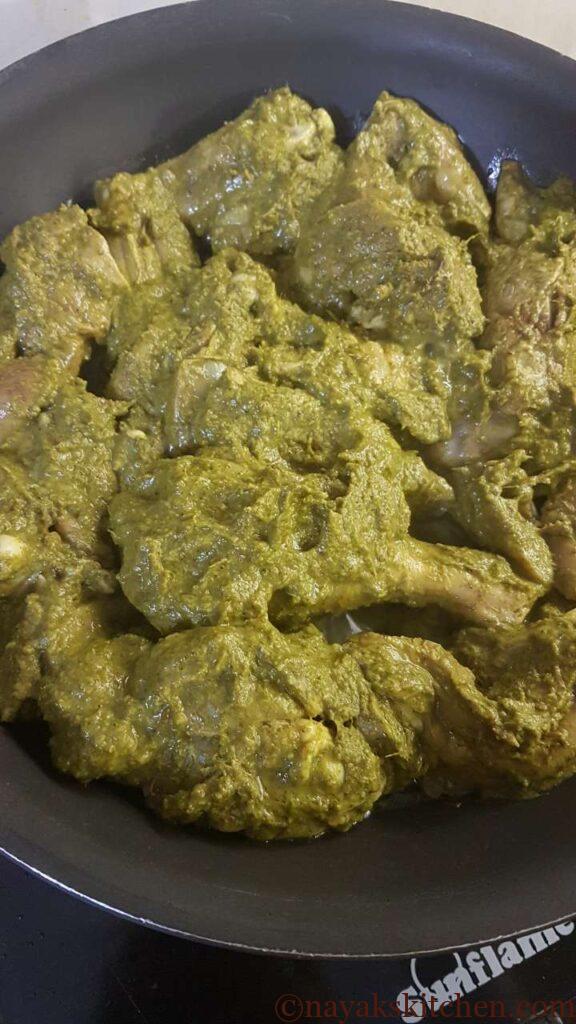 Adding extra green marinade