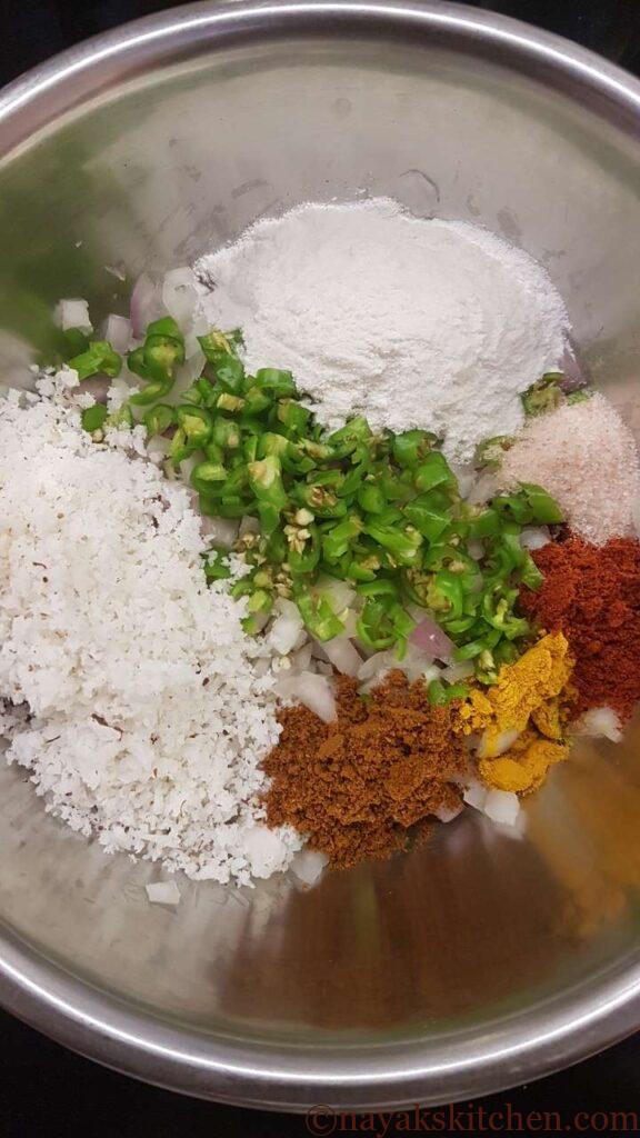 Clam cutlet ingredients in a bowl