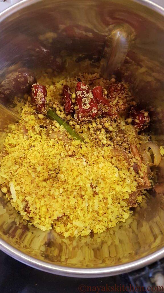 Coconut mixture in a mixie