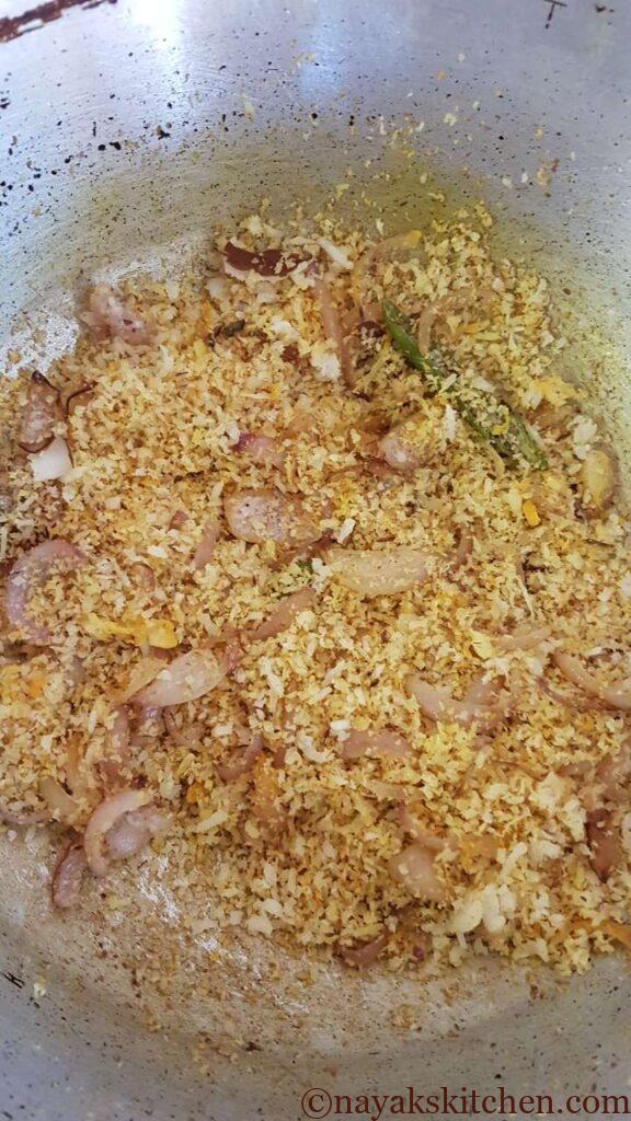 Onion-coconut mixture is ready