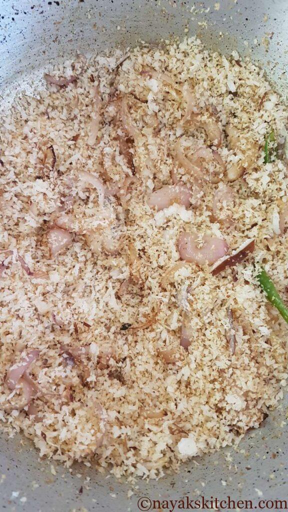 Roasting the coconut