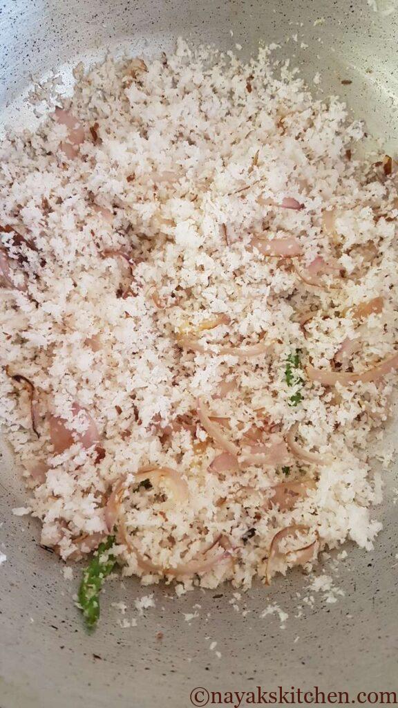 Adding grated coconut