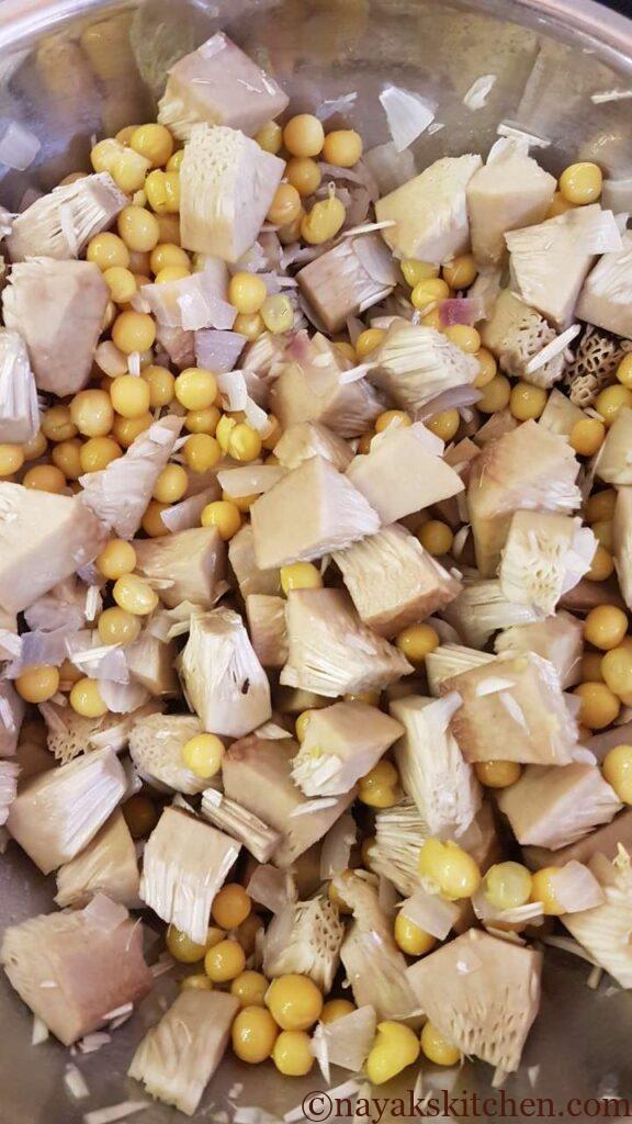 Adding cooked white peas