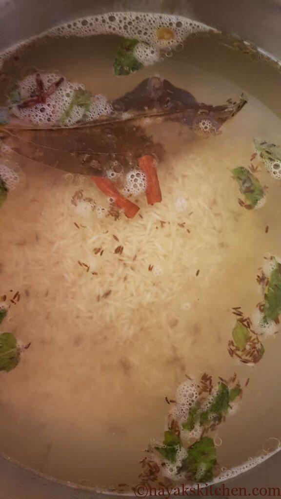 Rice in boiling water