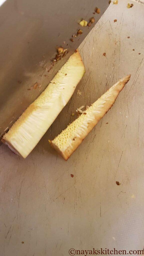 Chopping raw jackfruit