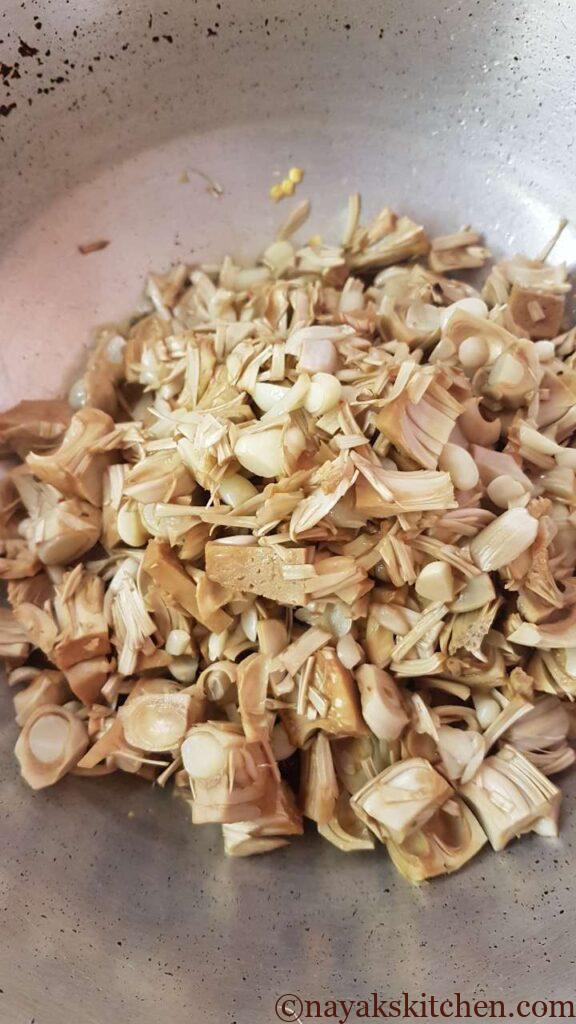 Adding cooked jackfruit