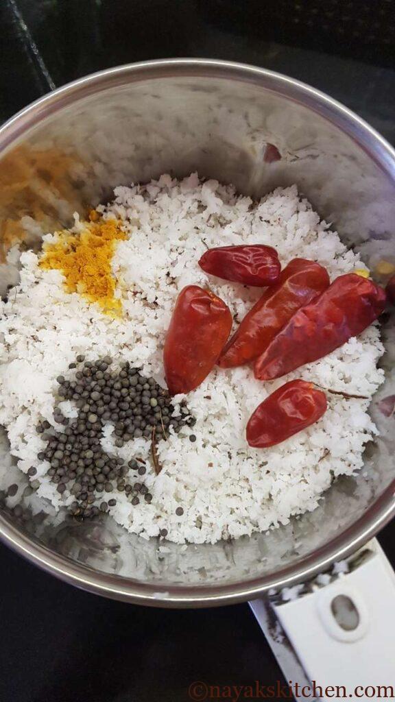 Ingredients to grind in a mixie jar