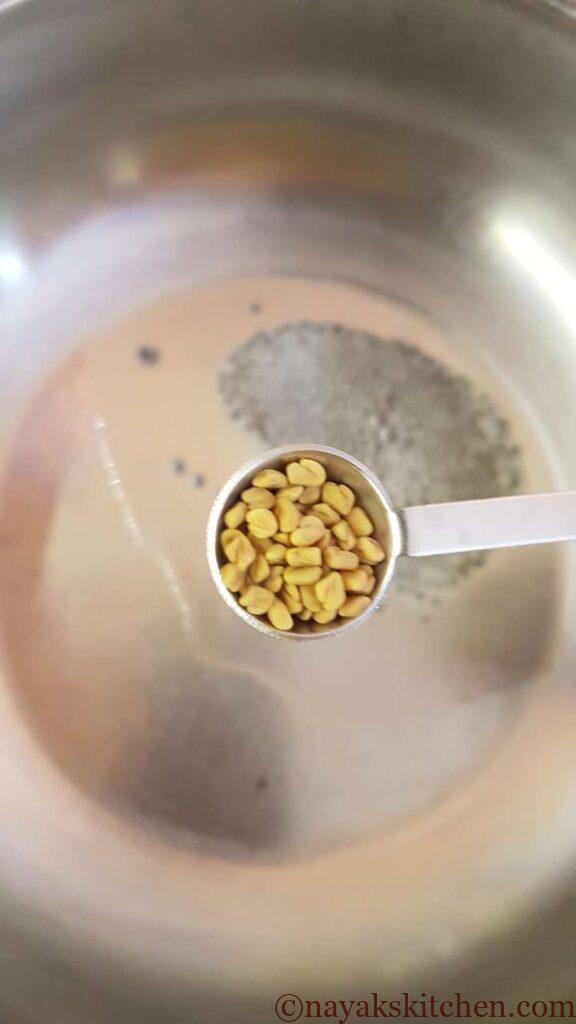Adding fenugreek (methi) seeds
