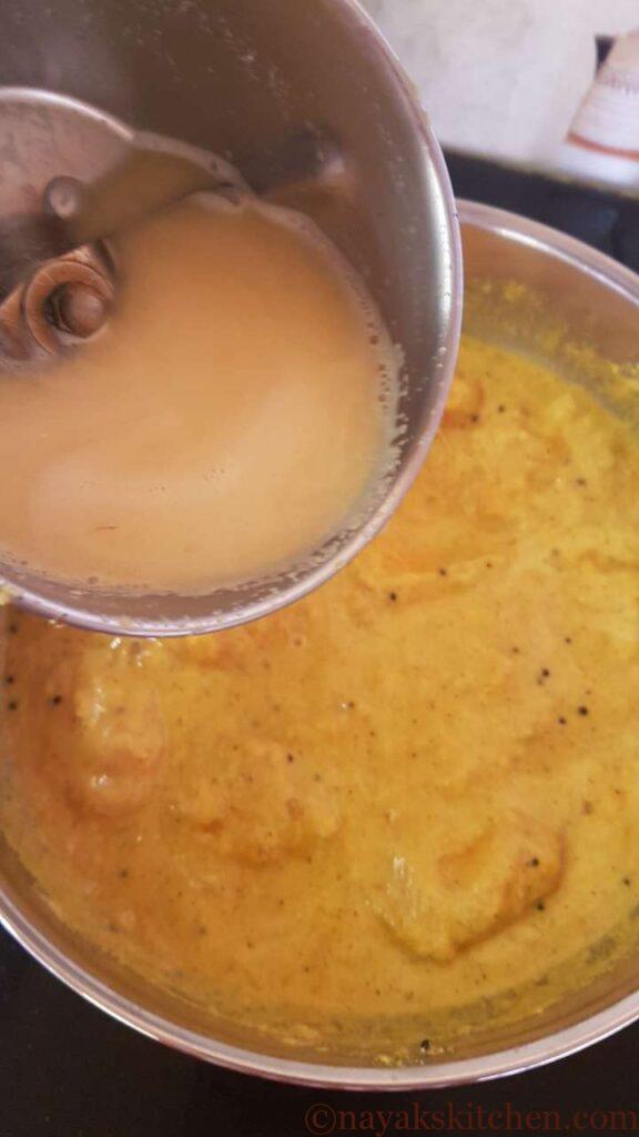 Adding water to adjust the consistency